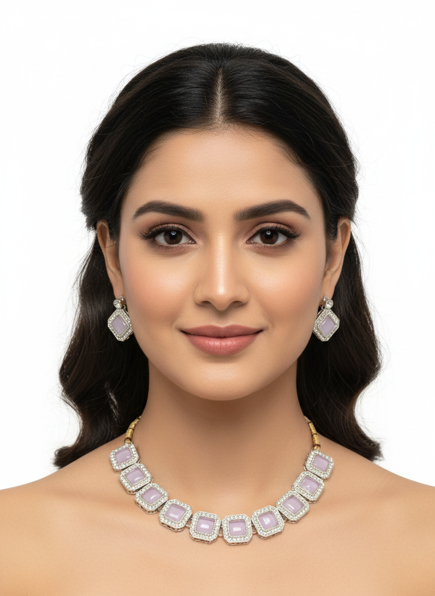 Majestic Pink Stone Choker Set